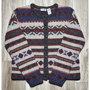Vintage Paul Harris Design Shetland Wool Fair Isle Cardigan Sweater - Size Small
